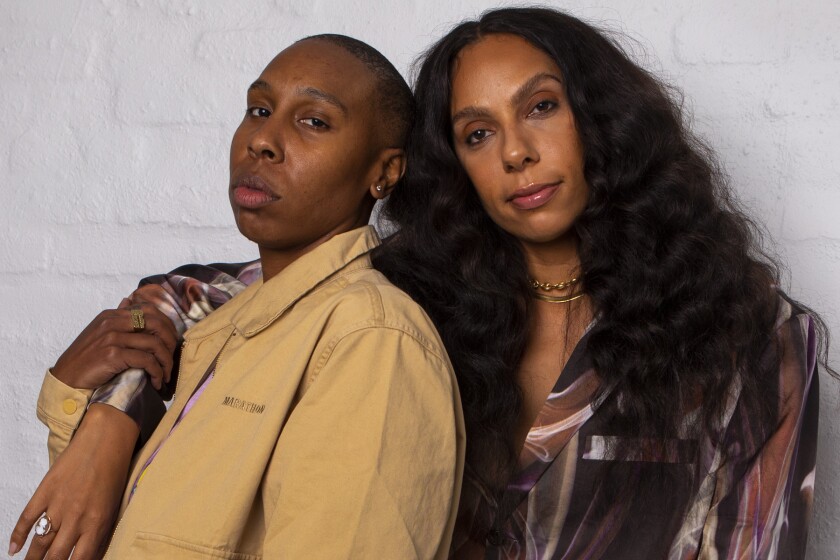 Lena Waithe, left, and Melina Matsoukas at the Underground Museum in Los Angeles.