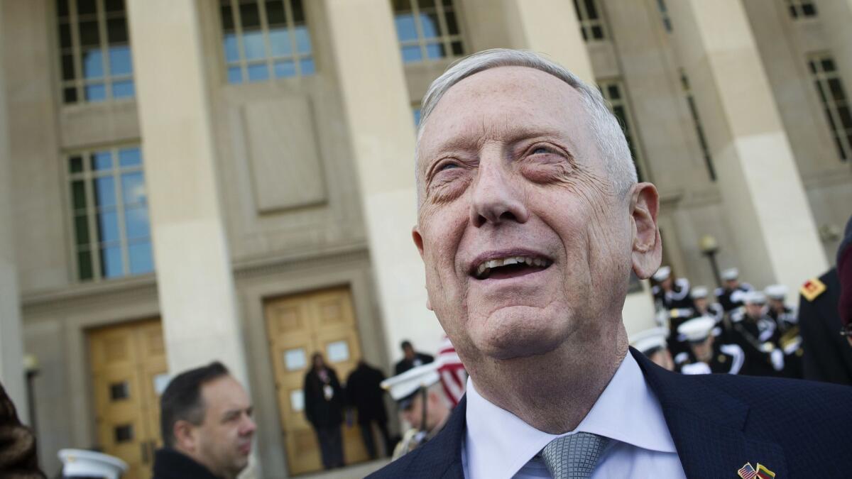 Then-Secretary of Defense James N. Mattis in Washington in November 2018. Mattis has a book coming, but warns it will not be a "tell-all" about President Trump.