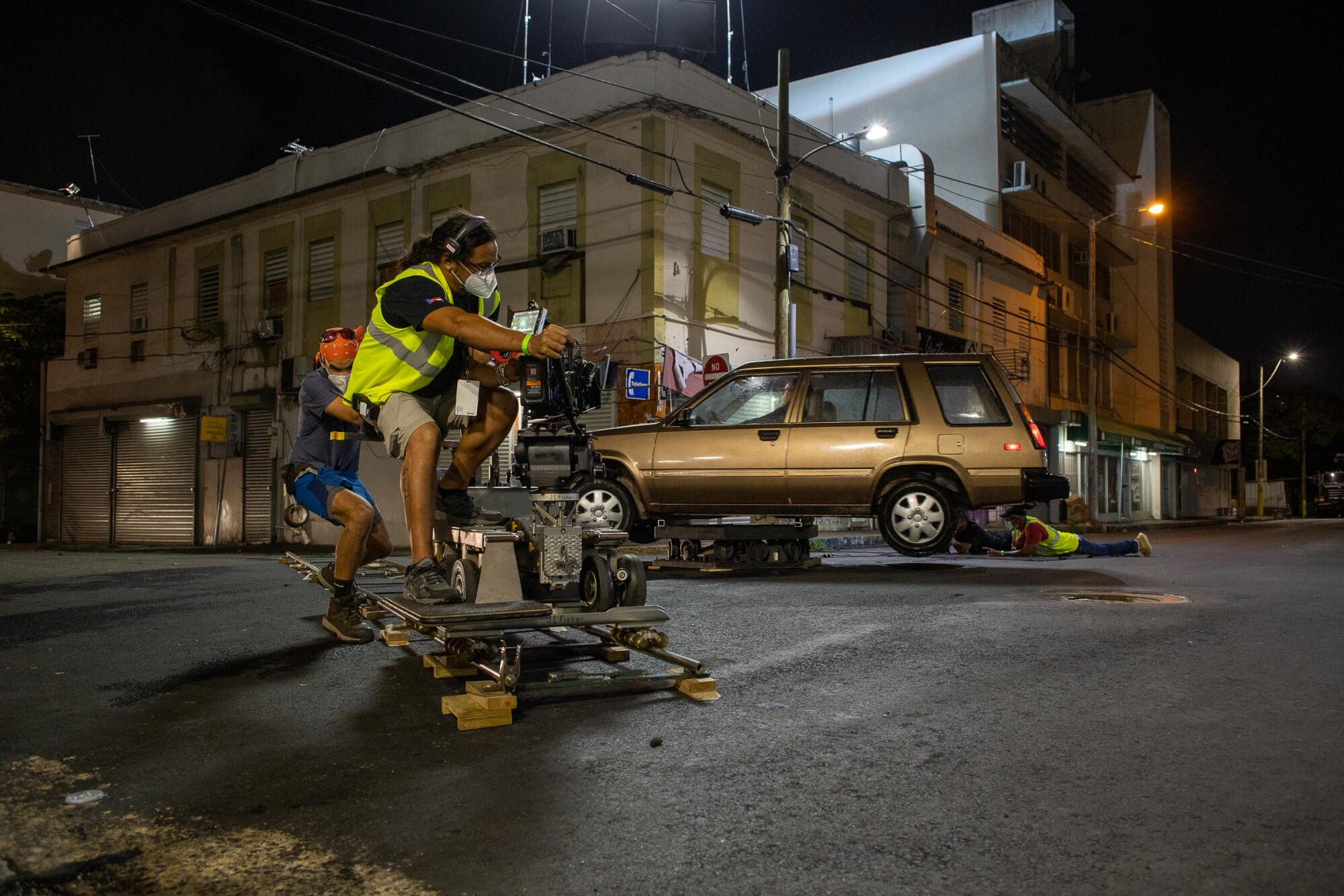 Director of photography Sonnel Velazquez on the set of "Simone."