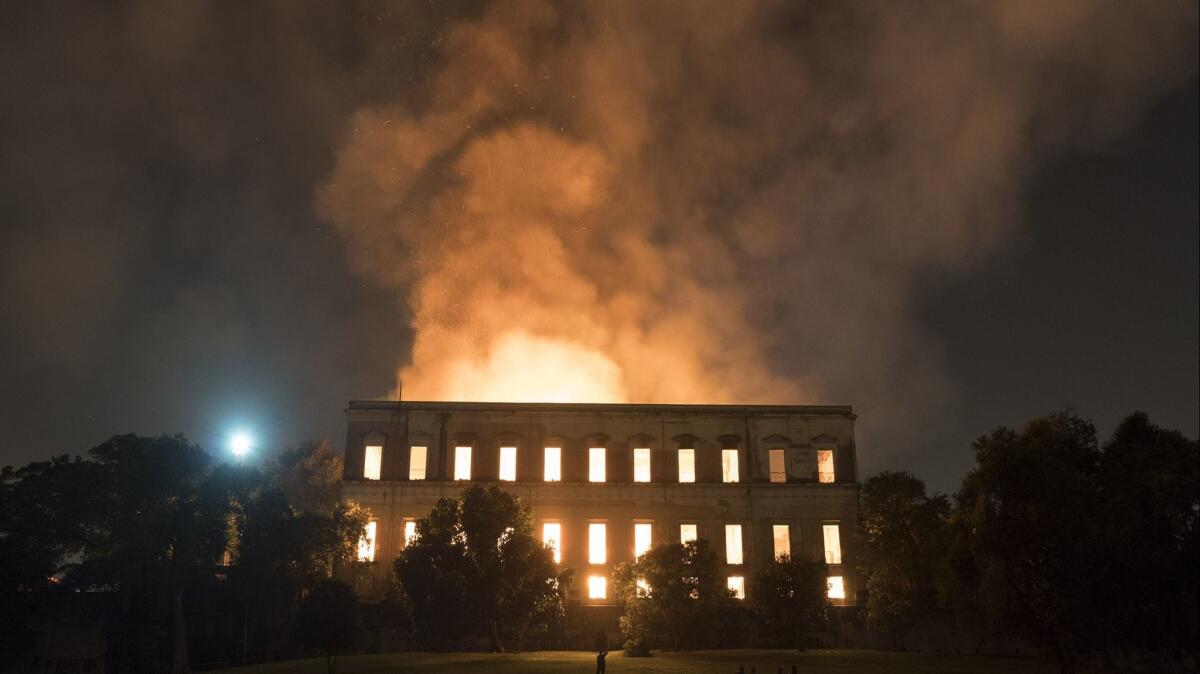 Flames engulf the 200-year-old National Museum of Brazil, in Rio de Janeiro, on Sept. 2.