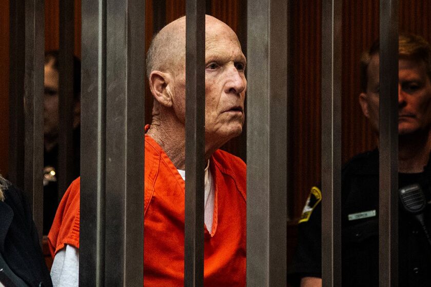 Golden State Killer suspect Joseph DeAngelo in Sacramento Superior Court in April 2019. District Attorneys from four California counties asked for the death penalty if DeAngelo is found guilty in his alleged statewide rape-and-murder spree in the 1970s and 1980s.
