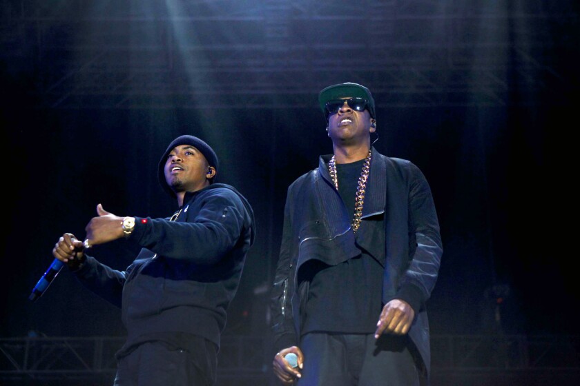 Nas was joined by Jay-Z on the outdoor stage Saturday at the Coachella Valley Music and Arts Festival in Indio.