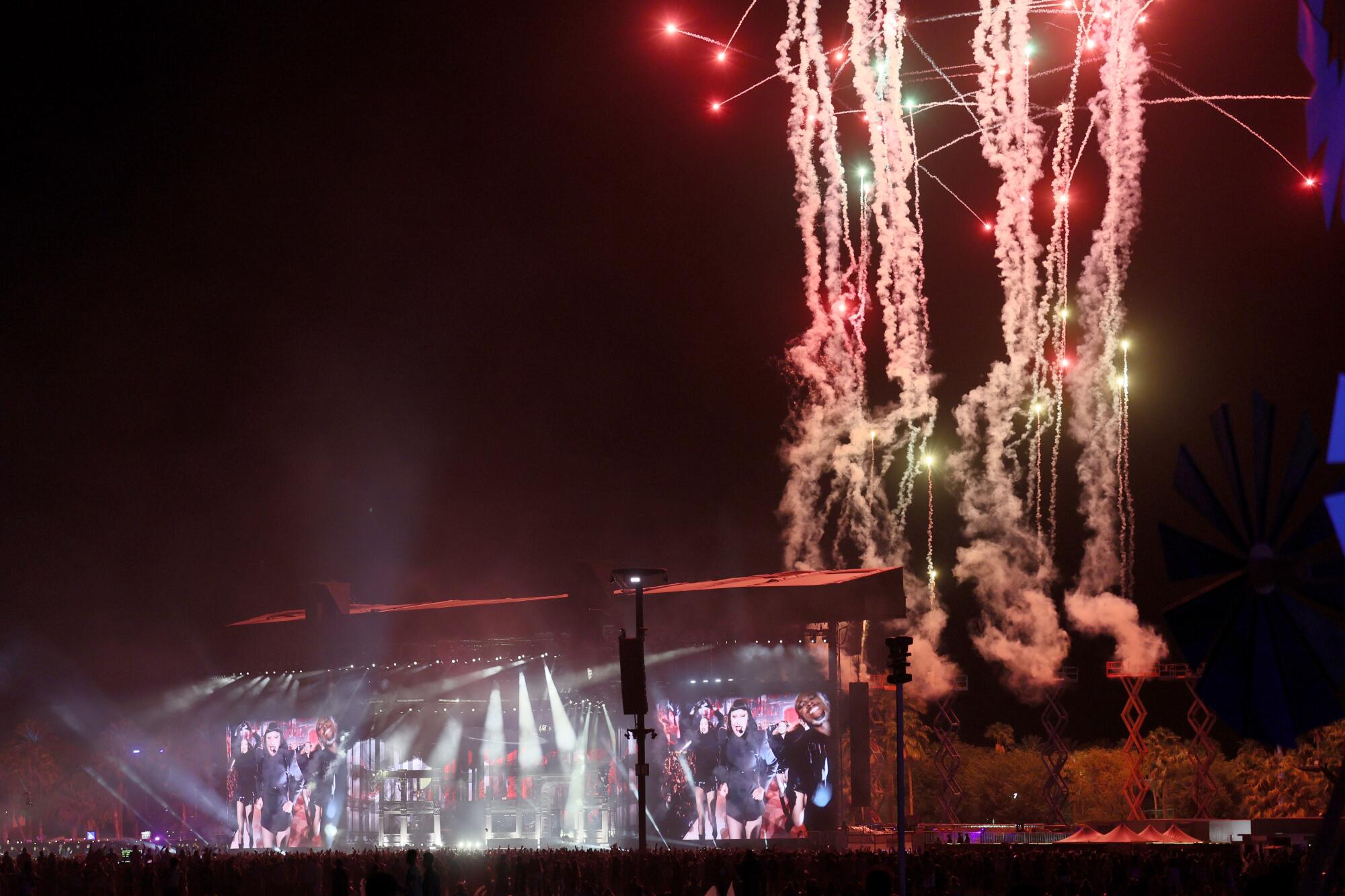 Lady GaGa performs astatine the Coachella Main stage.