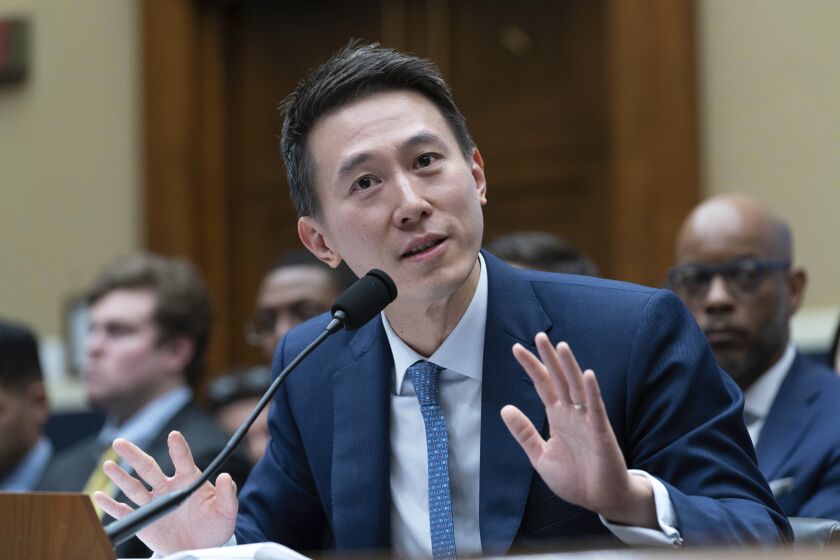 TikTok CEO Shou Zi Chew testifies during a hearing of the House Energy and Commerce Committee, on the platform's consumer privacy and data security practices and impact on children, Thursday, March 23, 2023, on Capitol Hill in Washington. (AP Photo/Jose Luis Magana)