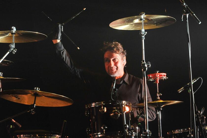 Drummer Budgie at Hammersmith Apollo on November 12, 2015 in London