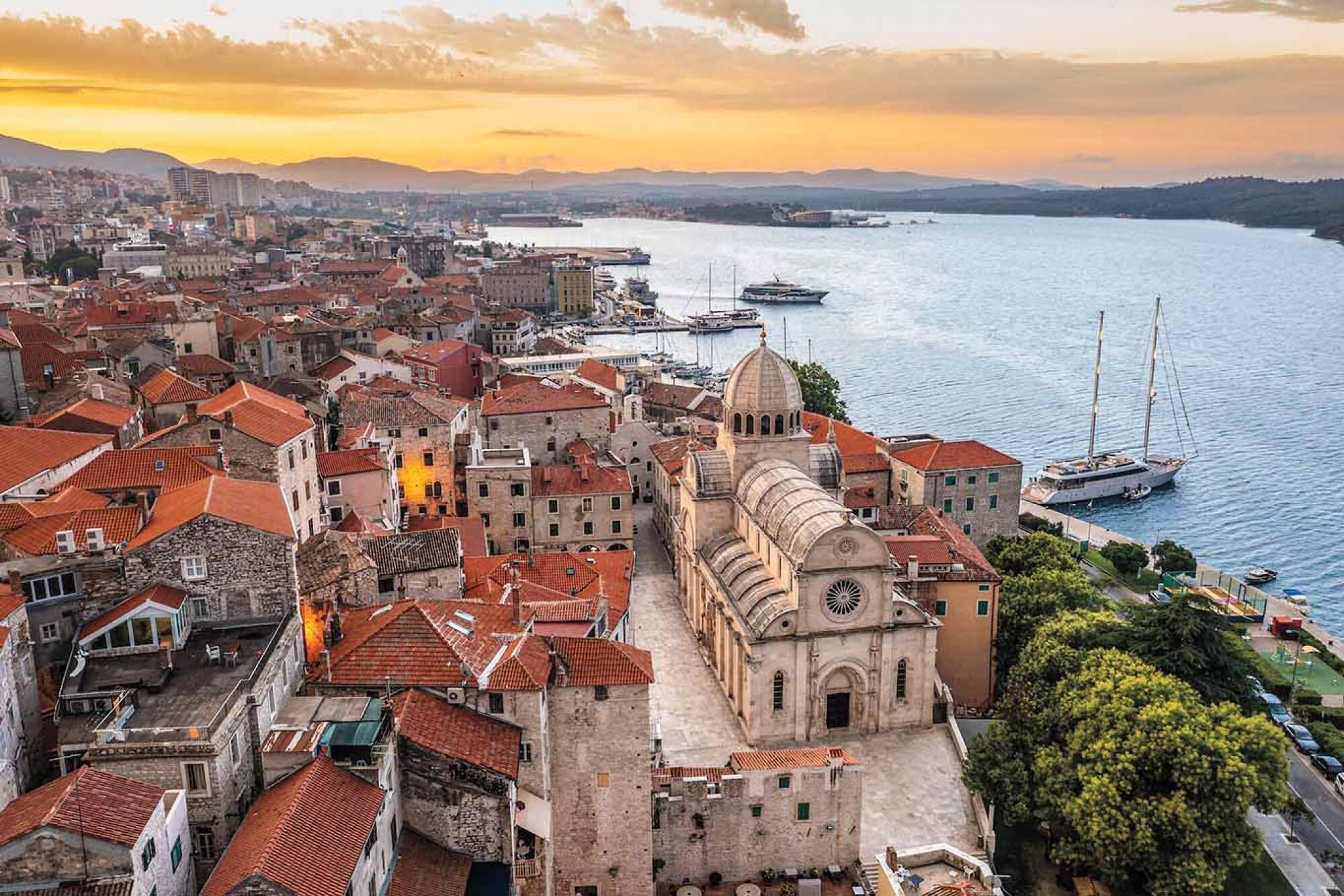 Sibenik old town in Croatia at sunrise