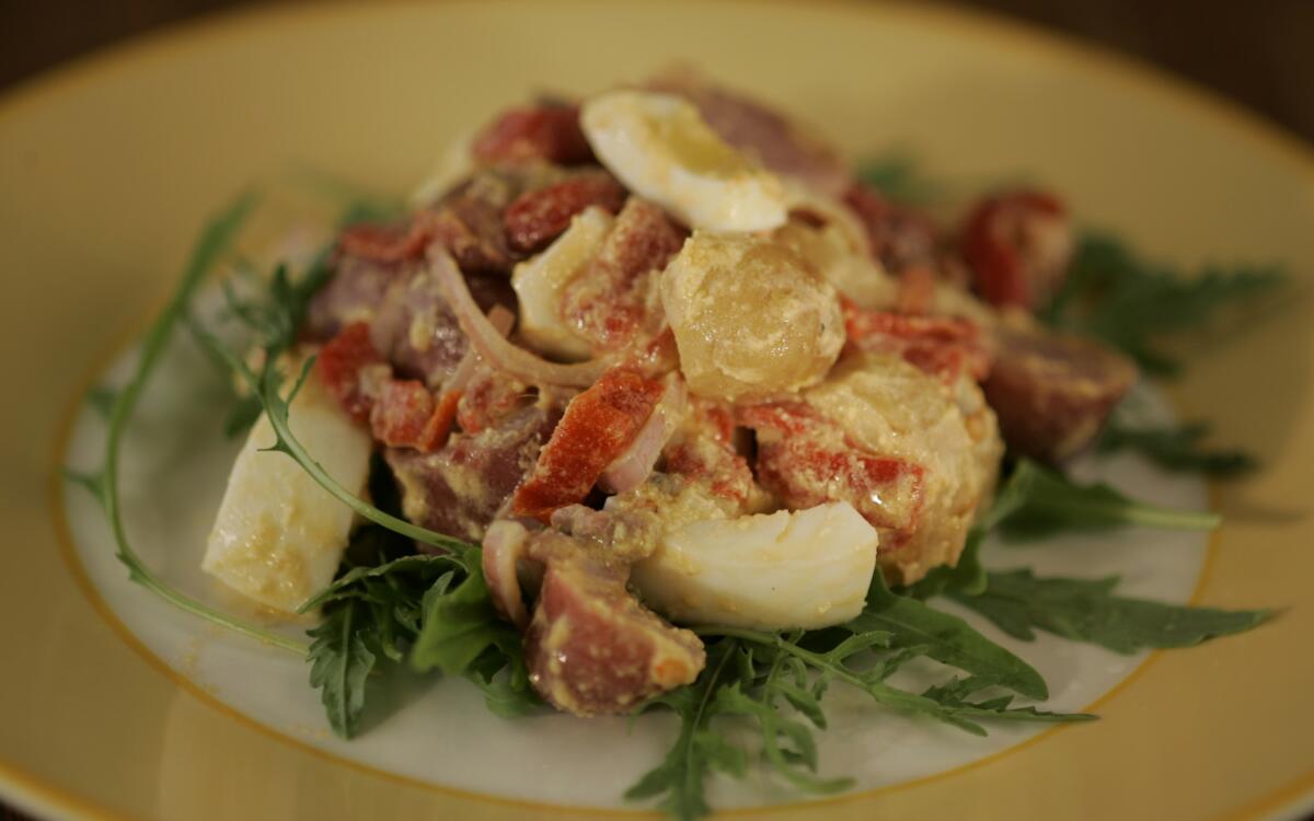 Piquillo-potato salad with anchovies and eggs