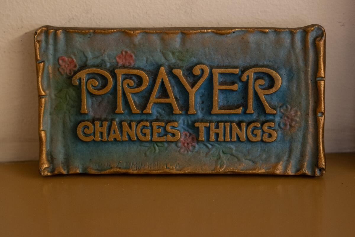 A message encouraging prayer is seen at Bethlehem Lutheran Church in Oakland.