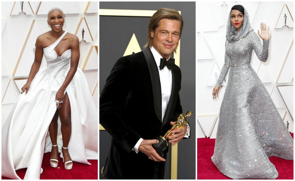 Cynthia Erivo, left, Brad Pitt and Janelle Monáe