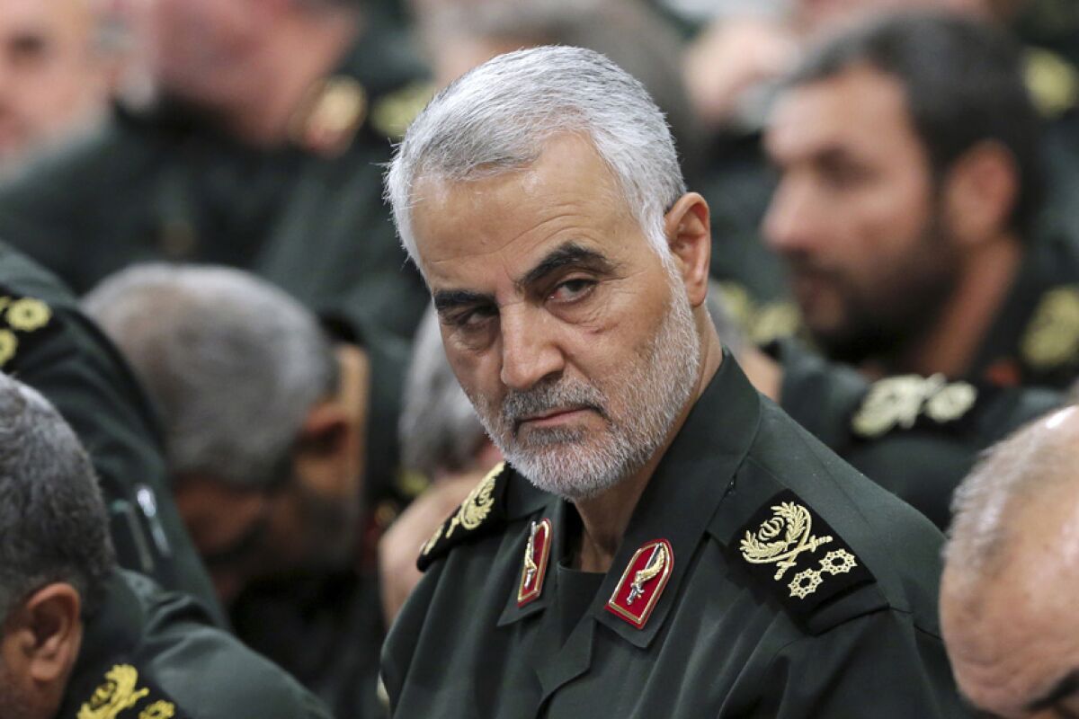 Gen. Qassem Suleimani, leader of Iran’s elite Quds Force, at a meeting in Tehran in 2018.  