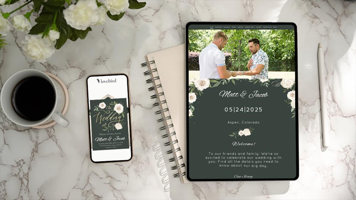 An example of a hybrid wedding invitation.