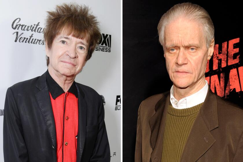 Left: Rodney Bingenheimer at the Los Angeles premiere of ALL THINGS MUST PASS on October 15, 2015 in Los Angeles, CA. (Photo by Eric Charbonneau/Invision for Gravitas Ventures/AP Images) Right: FILE - In this March 11, 2010 file photo, rock manager and producer Kim Fowley arrives at the premiere of the film "The Runaways" in Los Angeles. Fowley, the colorful rock musician who produced for The Runaways and co-wrote songs for Kiss and Alice Cooper, has died after a long battle with bladder cancer, his wife said Friday, Jan. 16, 2015. He was 75. (AP Photo/Chris Pizzello, File)