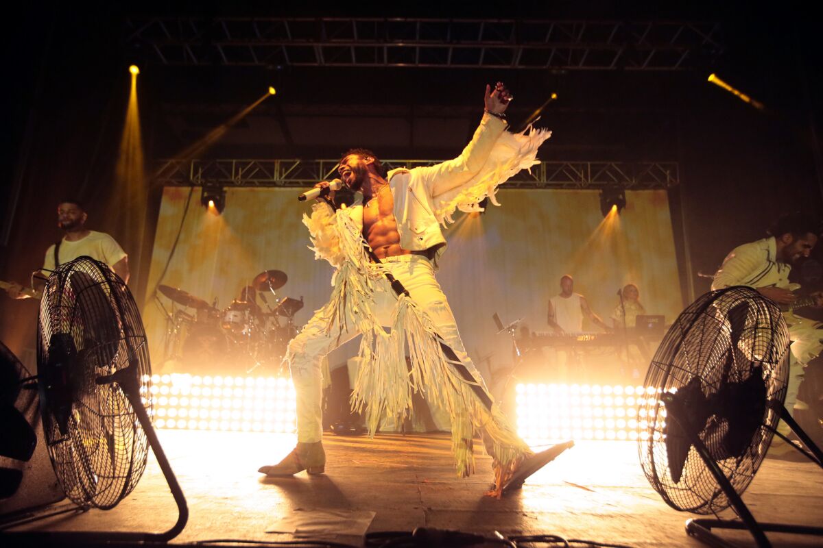 Miguel performs at the Hollywood Forever Cemetery.