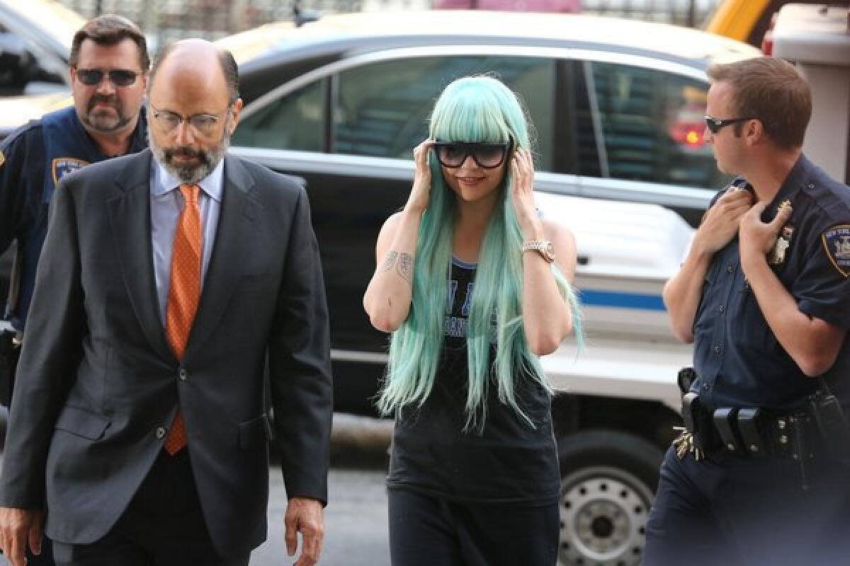 Amanda Bynes attends an appearance at Manhattan Criminal Court in New York City earlier this month.