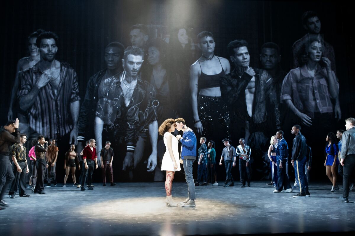 Shereen Pimentel, Isaac Powell and the cast of Ivo van Hove's production of "West Side Story" at New York's Broadway Theatre. 
