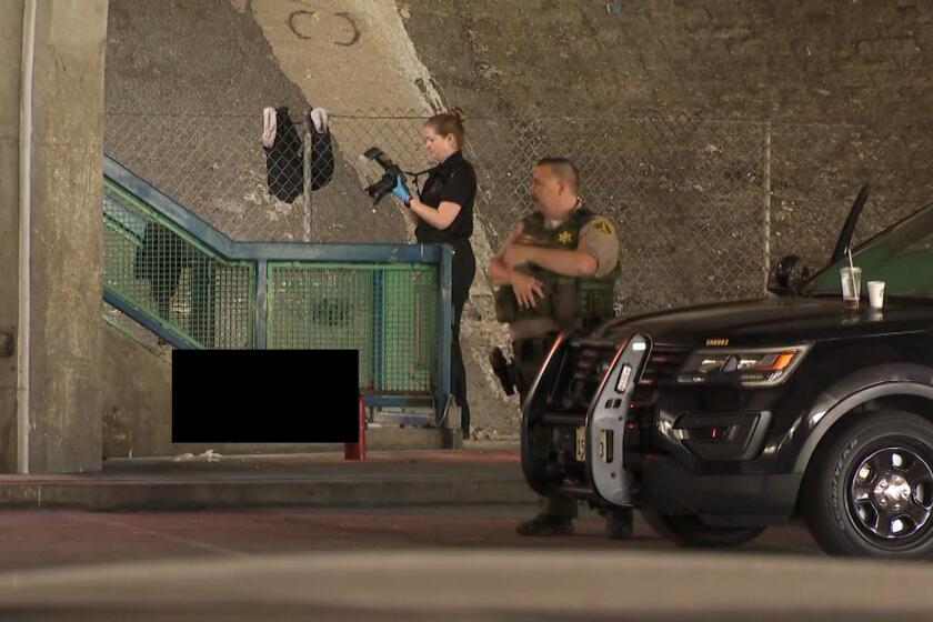 The victim's body was found at C Line's Long Beach Boulevard station around 7:00 a.m., the Los Angeles County Sheriff's Department said. Aug. 25, 2023. (KTLA)