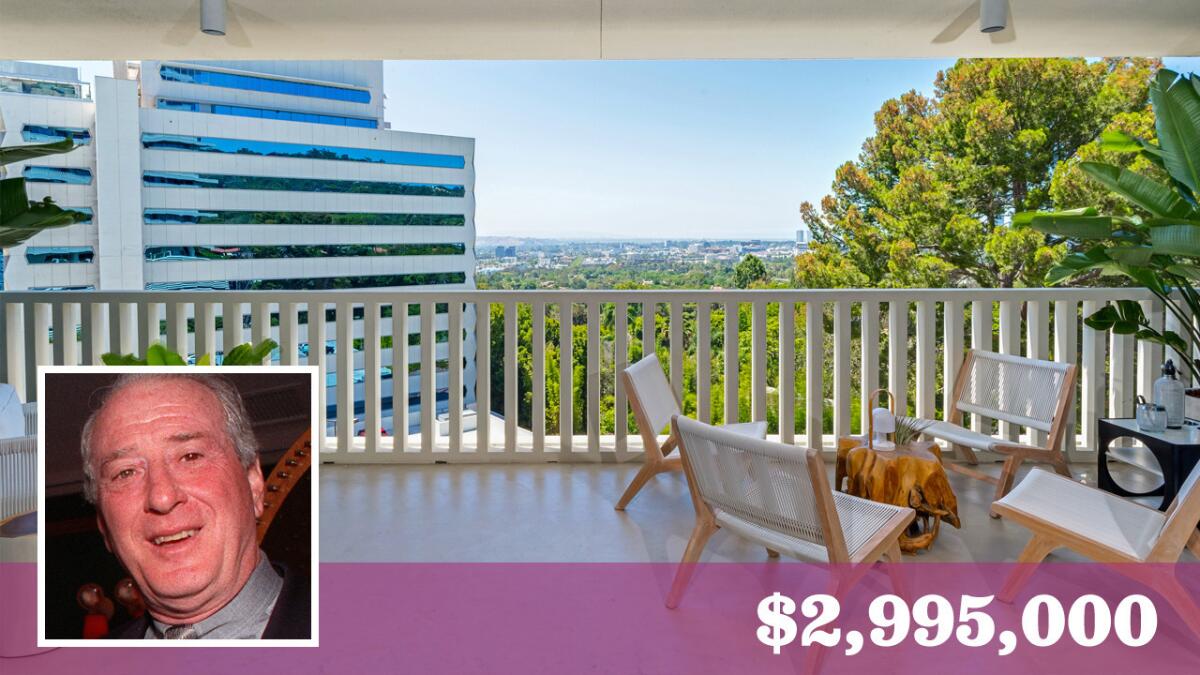 A Sierra Towers residence once owned by rock 'n' roll lyricist Jerry Leiber has listed for more than double what it sold for in 2014.