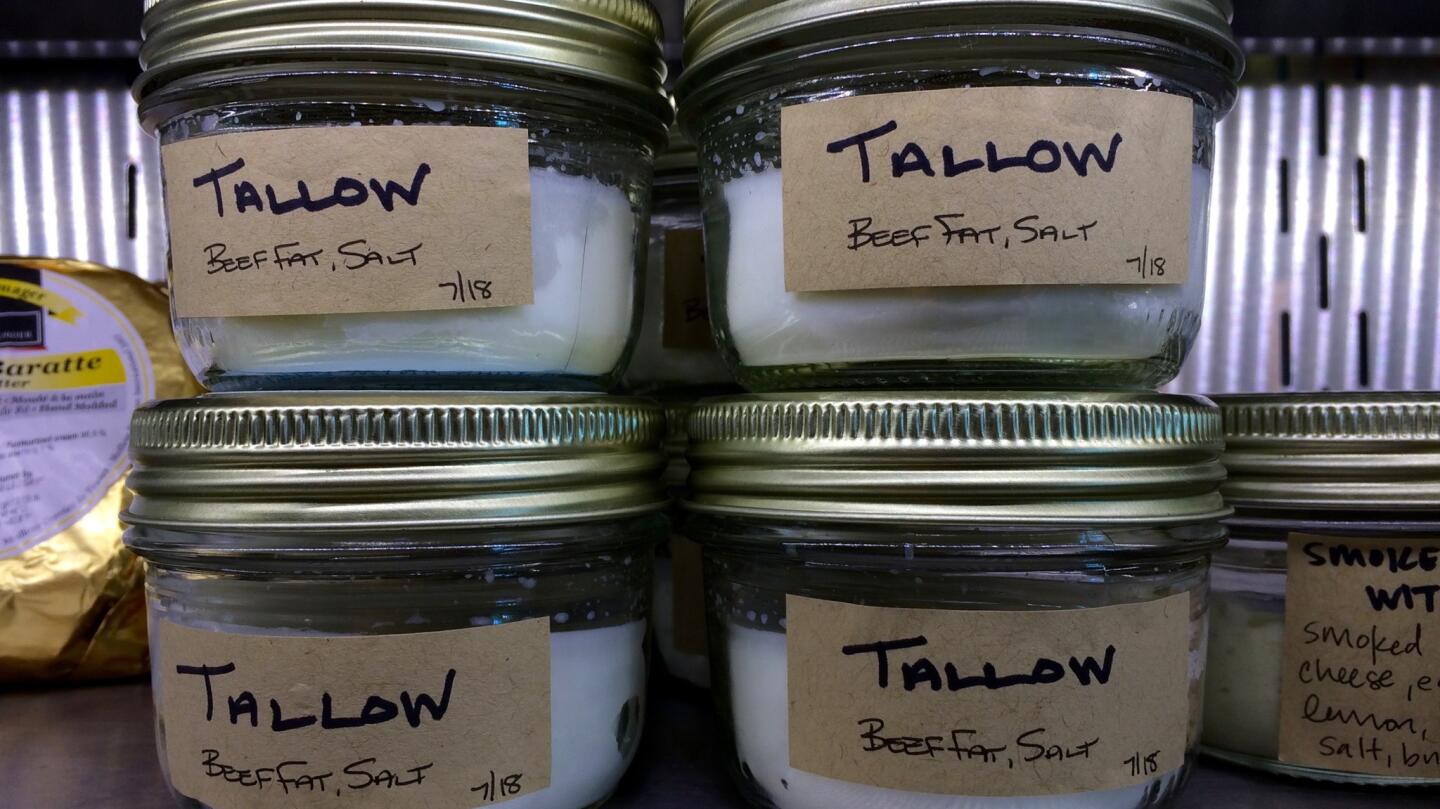 A small grocery section includes beef tallow from chef Jeremy Fox