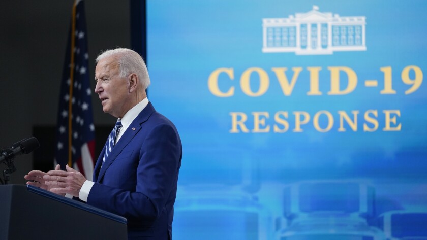 President Biden speaks during an event on COVID-19 vaccinations at the White House