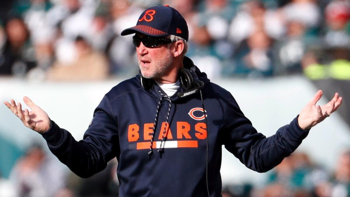 Chicago Bears coach John Fox reacts to a call during a game against the Philadelphia Eagles on Nov. 26.