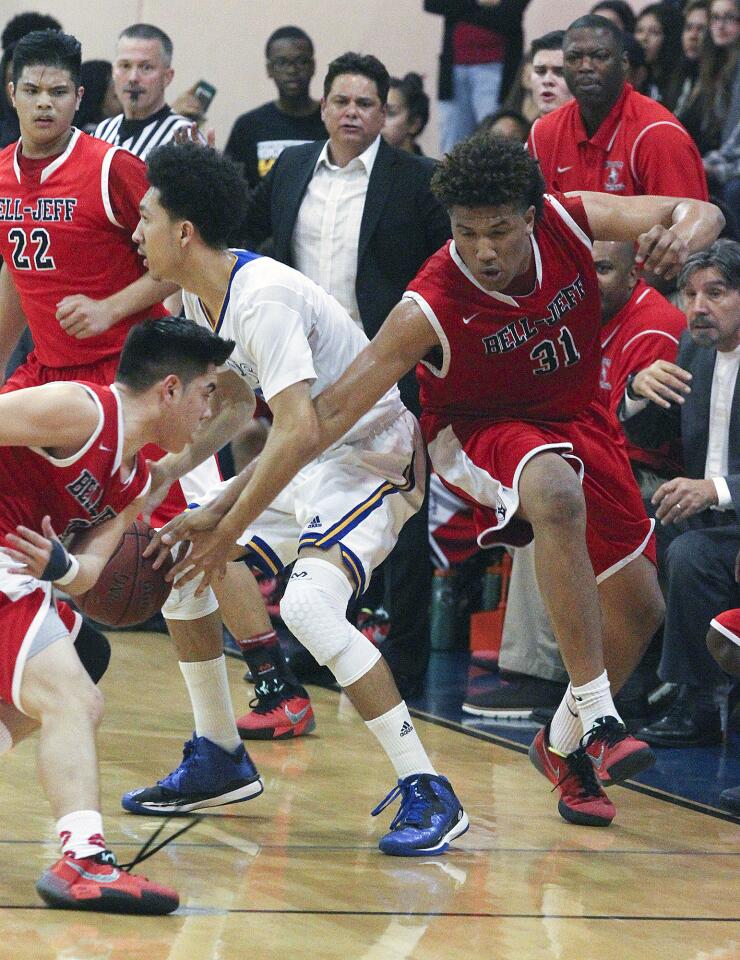 Photo Gallery: Bell-Jeff CIF boys basketball semifinal playoff loss to St. Bernard