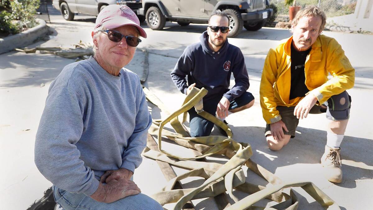 From left: Cathy Orchard, Todd Smith and Don Philippbar helped battle a raging wildfire.