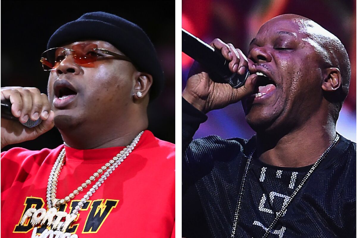 Rappers E-40, left, and Too Short will battle for Verzuz on Saturday.