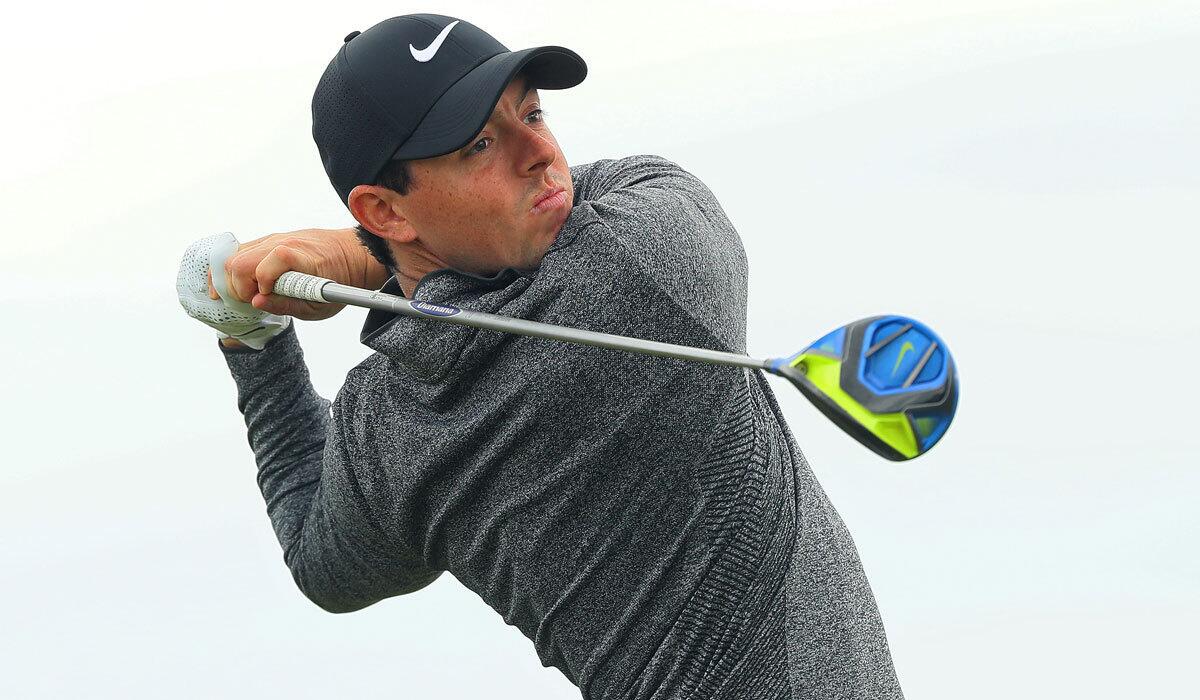 Rory McIlroy tees off during the British Open on July 17.