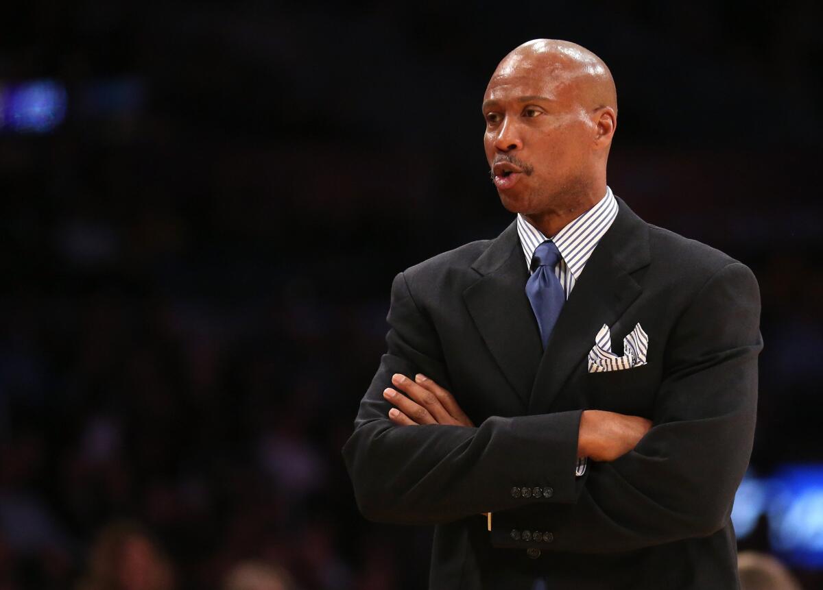 Lakers Coach Byron Scott talks during a game against the Indiana Pacers at Staples Center on Jan. 4.