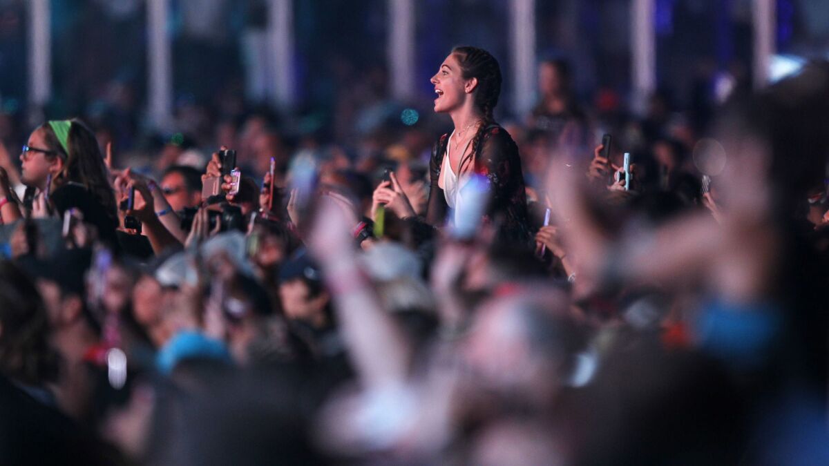 Millennials make up 24.3 percent of the San Diego population, which may be an asset for tech companies. Pictured: Fans watch Katy Perry perform at KAABOO Del Mar in September.
