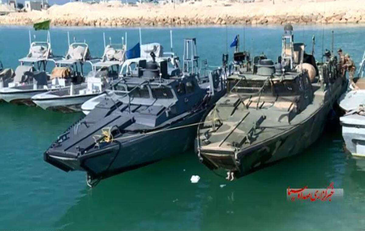 A frame grab from the state-run IRIB News Agency shows U.S. Navy boats in the custody of the Iranian Revolutionary Guard in the Persian Gulf on Jan. 12, 2016. The boats and 10 American sailors were taken into custody after Iran said they drifted into territorial waters. Both the boats and sailors were released shortly after their capture.