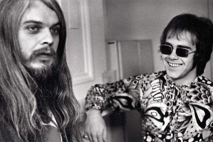 Leon Russell and his most famous acolyte, Elton John, soon after they first met in Los Angeles, 1970.