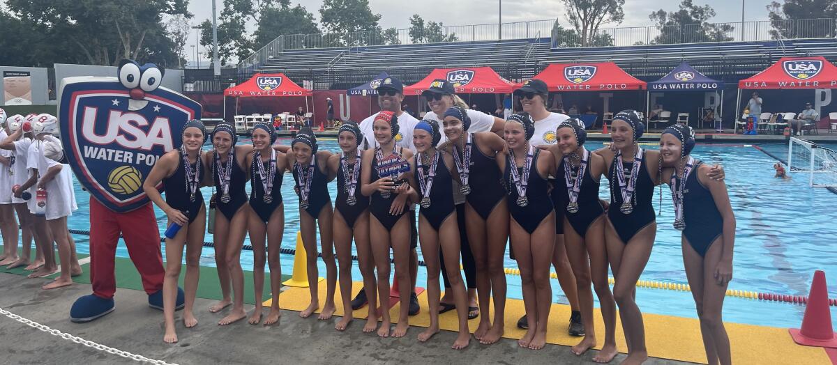 The Newport Beach Water Polo Club 12U girls finished second at Junior Olympics.