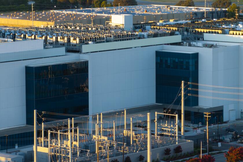 SANTA CLARA CA JULY 30, 2024 -- Vantage Data Center has its own electrical grid on Tuesday, July 30, 2024 in Santa Clara, Calif. Dozens of data centers being built for artificial intelligence are eating up Calfifornia's electricity. There are 50 data centers in the city of Santa Clara. The massive buildings now use up 60% of the power from the municipal utility called Silicon Valley Power. (Paul Kuroda / For The Times)