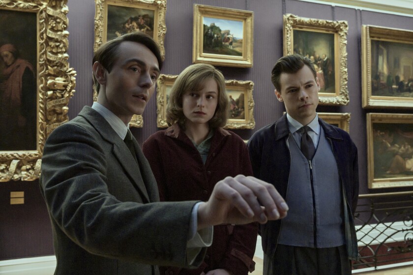 David Dawson, Emma Corrin and Harry Styles in "My Policeman."