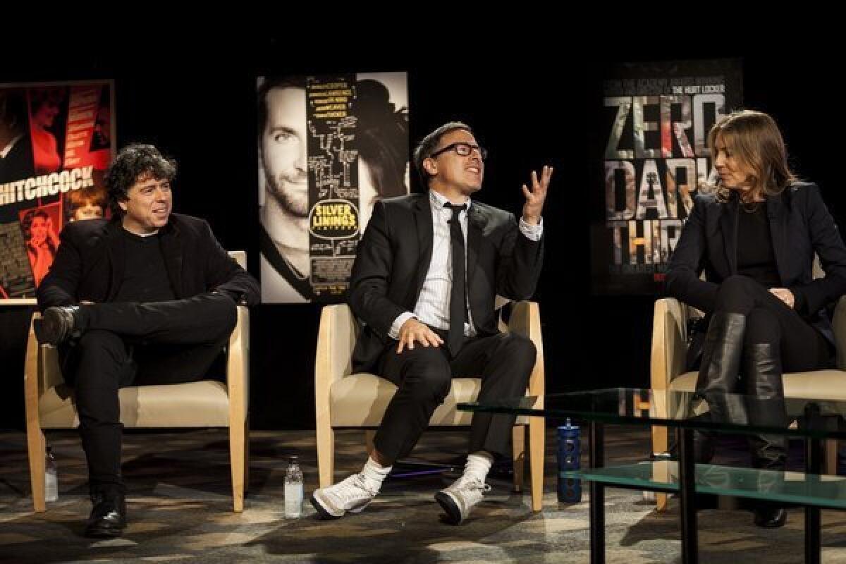 Sacha Gervasi, left, David O. Russell and Kathryn Bigelow.