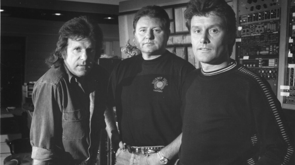 Keith Emerson, left, Greg Lake and Carl Palmer in San Diego in 1992.