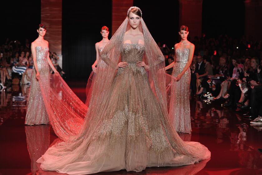 Elie Saab's bride sparkles at his Paris Haute Couture show on Wednesday.