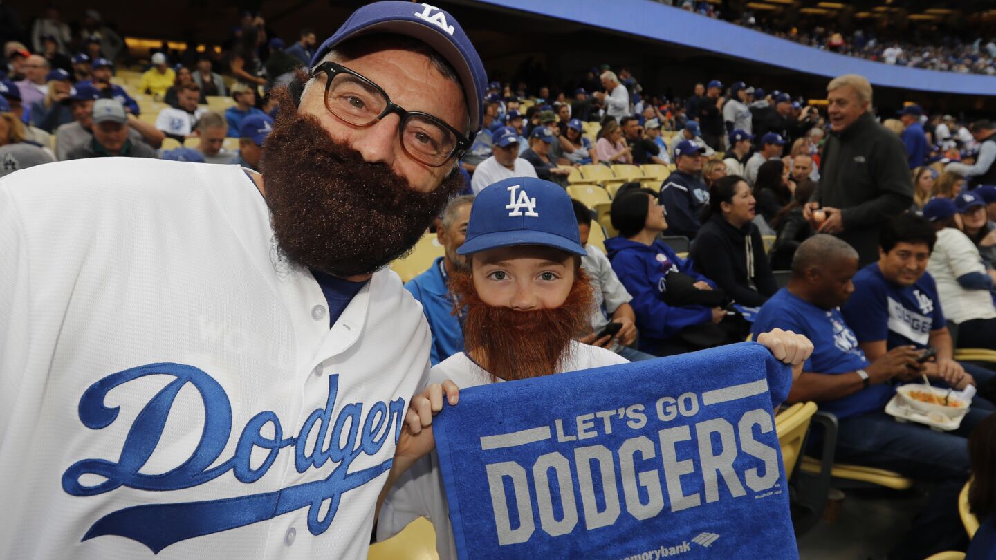 Joseph Argilagos Sr. and his son, Joseph Argilagos, of Los Angeles, sport beards.