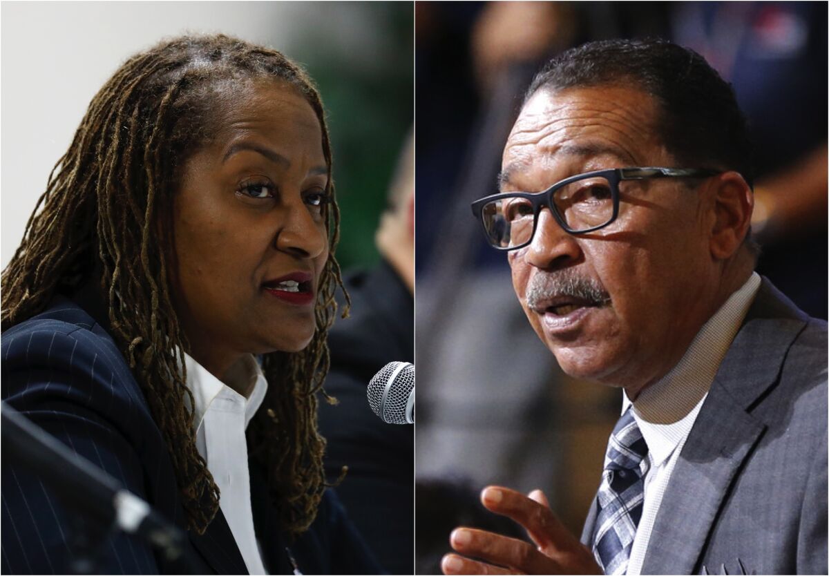 Diptych of L.A. County supervisor candidates Holly Mitchell and Herb Wesson