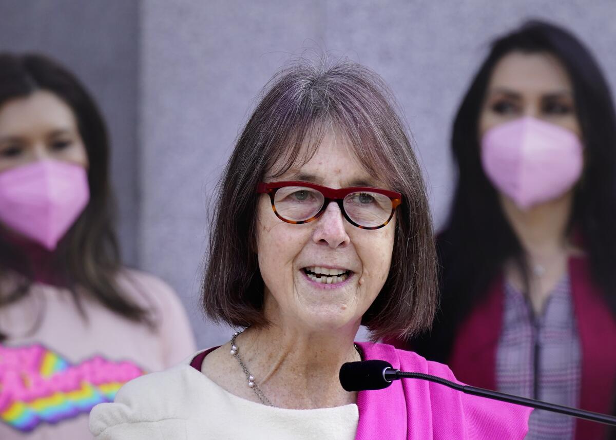 State Sen. Nancy Skinner (D-Berkeley) speaks at a news conference at the Capitol in Sacramento, Calif., Jan. 20, 2022.