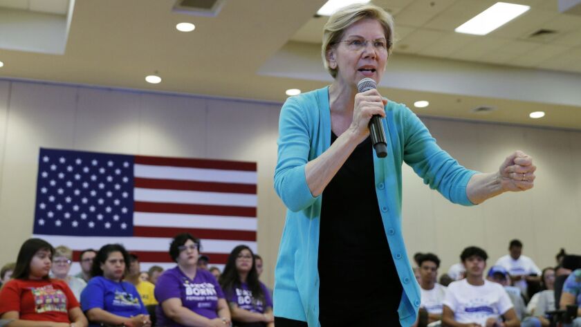 Democratic presidential candidate Sen. Elizabeth Warren (D-Mass.) speaks at a campaign event Tuesday in Las Vegas.