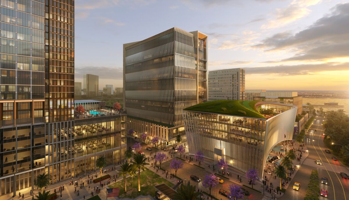 IQHQ's Research and Development District includes a series of mid-rise office buildings and one 17-story tower.