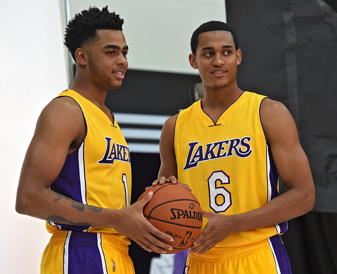 D'Angelo Russell, left, and Jordan Clarkson, shown in September, have been selected by the NBA to participate in the Feb. 12 Rising Stars Challenge.