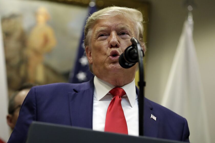 President Donald Trump speaks after a signing ceremony for a trade agreement with Japan in the Roosevelt Room of the White House, Monday, Oct. 7, 2019, in Washington. (AP Photo/Evan Vucci)