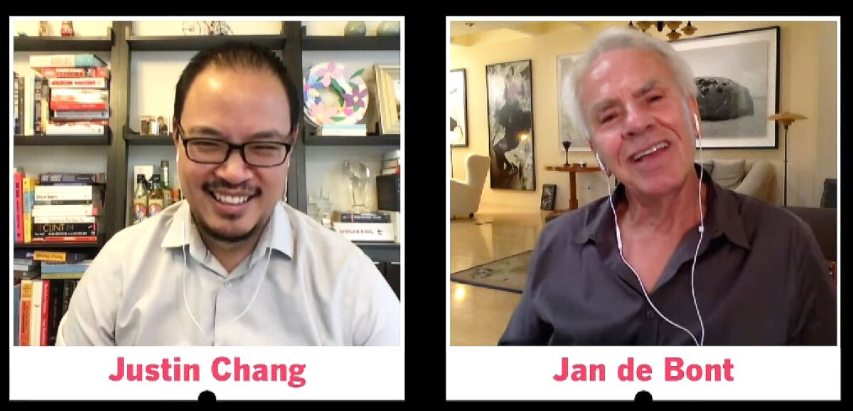 Los Angeles Times film critic Justin Chang and director/cinematorgrapher Jan de Boot 
