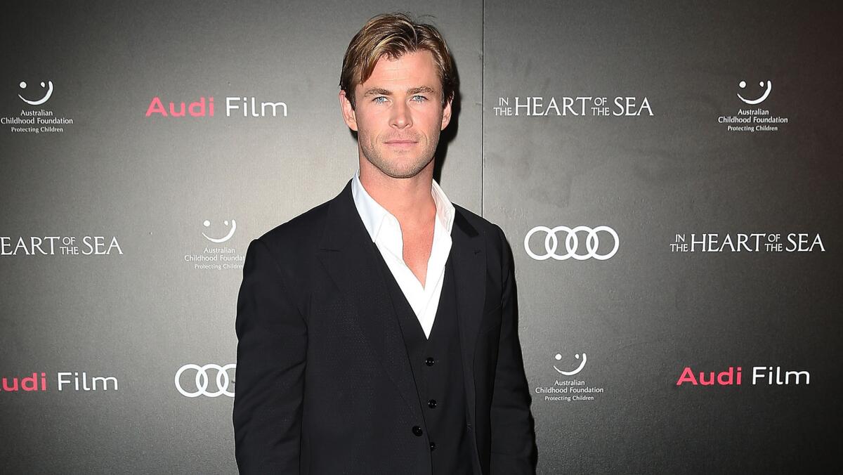 Actor Chris Hemsworth, photographed here at Audi Film Gala's charity screening of "In The Heart of the Sea" on Nov. 17, 2015, shares a gaunt photo of himself while filming.