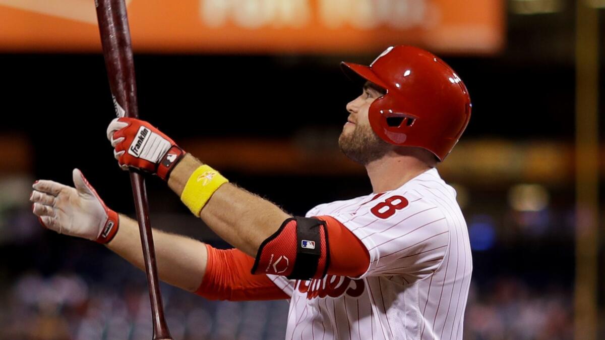 Darin Ruf reacts after striking out for the Philadelphia Phillies on Sept. 2.