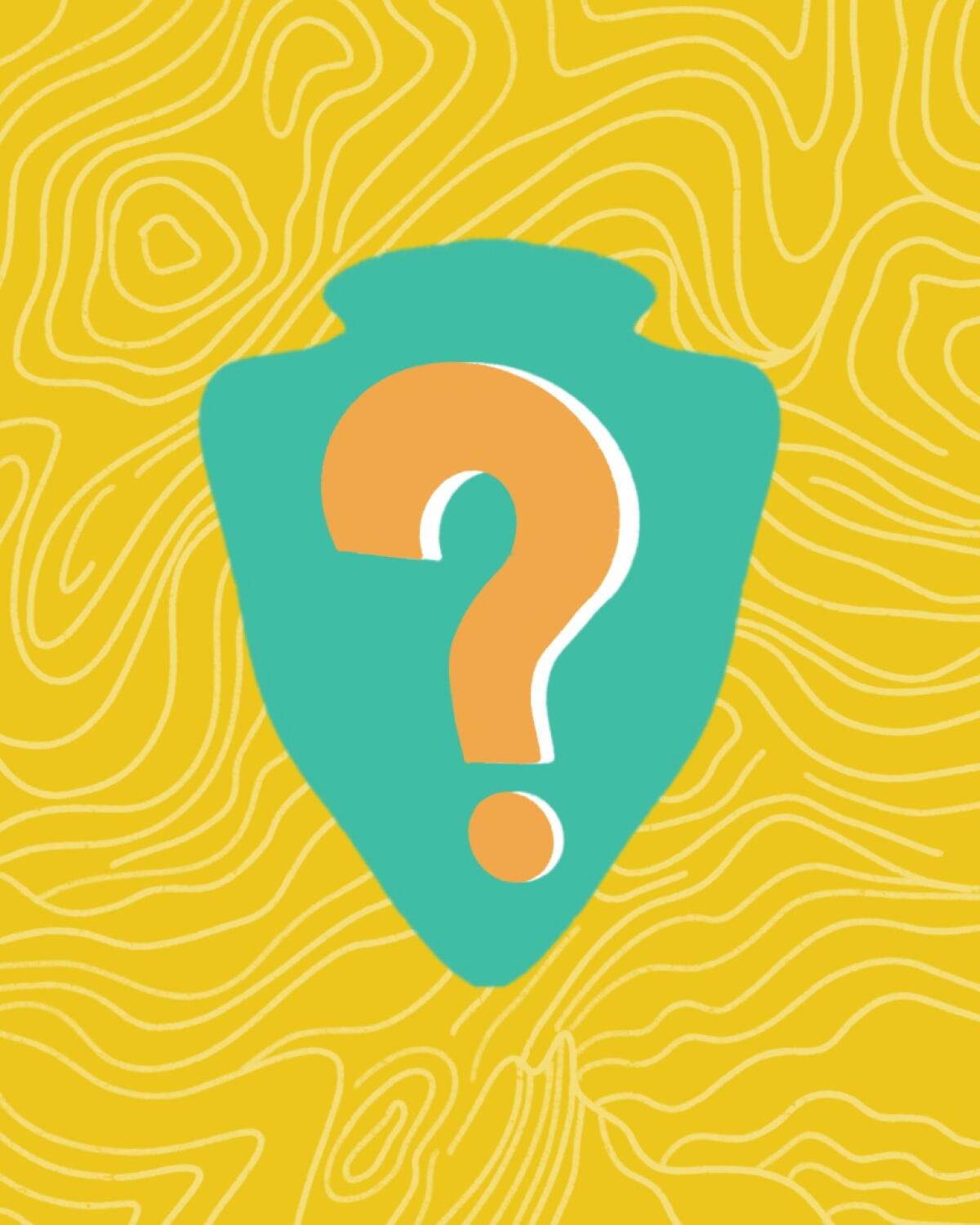 Illustration of the National Park Service logo with a question mark over a topography map