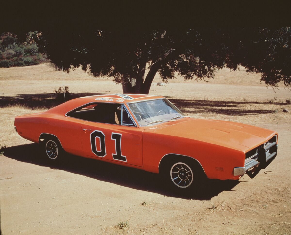 View of the 'General Lee,' the famous orange Dodge Charger from the television series "The Dukes of Hazzard," August 1982.
